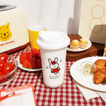제로웨이스터 애착토끼인형 리유저블컵 캡2종 텀블러 보틀 컵 트라이탄컵 #2
