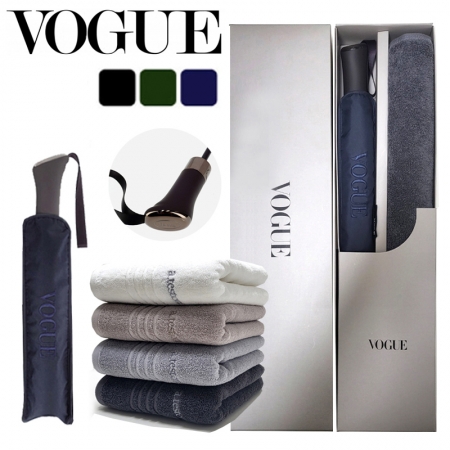 보그 3단 수동 자수 로고 우산 + 백화점 타올 (140g) 세트 #2
