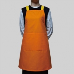단색 포인트 앞치마 - 주황