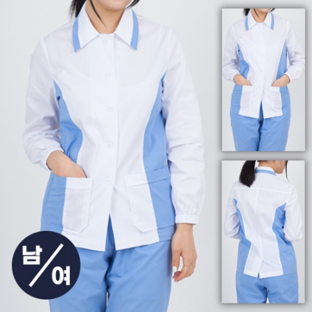 남자 여자 단체 배색 포인트 위생복 긴팔 상의 #3