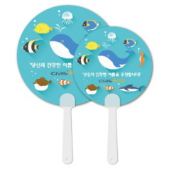원형반달팬시 자루부채 [칼라 인쇄] (150Φ~190Φ)