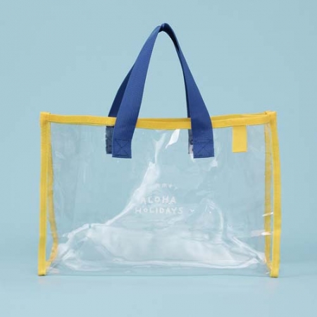 알로하 심플 투명 비치백 (옐로우+블루) 바캉스 방수 가방 #3