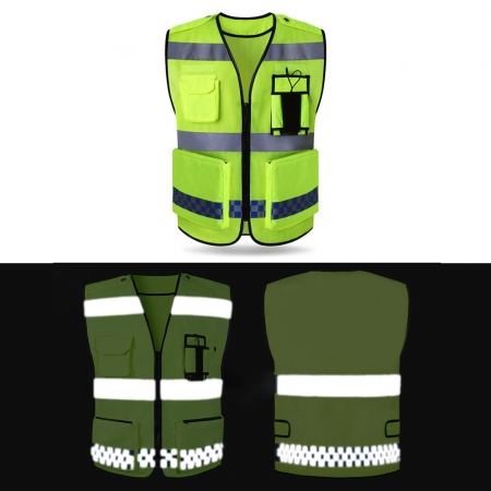 메쉬 망사 큰 주머니 형광그린 반사 안전조끼 #2