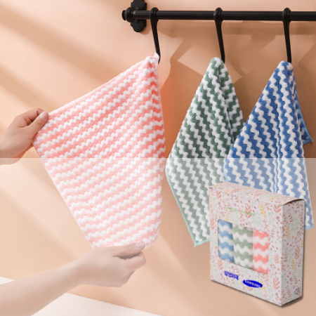 극세사 양면 물결 행주 3p 25cm×25cm #2