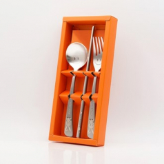 토끼 동글이스푼 + 포크 + 저분 3종 케이스 세트