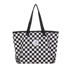 CF648 에코라이프 패셔너블 체크무늬 캔버스백 쇼퍼백