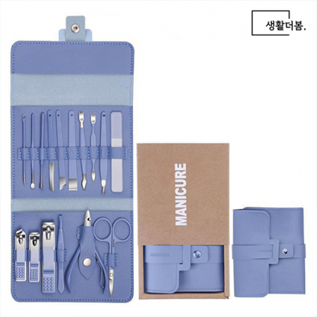 생활더봄 파스텔 가죽 손톱깎이세트 네일케어 kit 16종 5colors #3