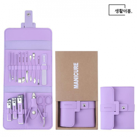 생활더봄 파스텔 가죽 손톱깎이세트 네일케어 kit 16종 5colors #4