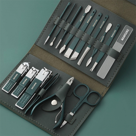 생활더봄 파스텔 가죽 손톱깎이세트 네일케어 kit 16종 5colors #6