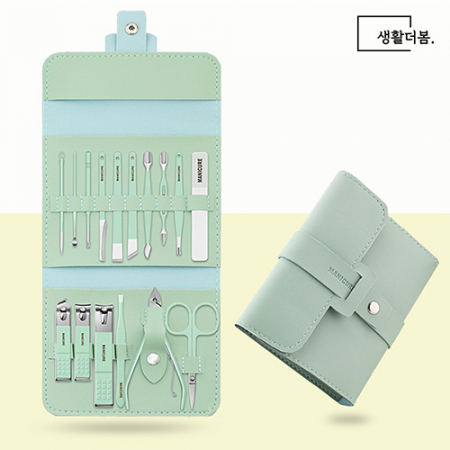 생활더봄 파스텔 가죽 손톱깎이세트 네일케어 kit 16종 5colors #2