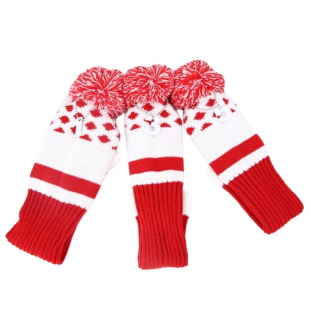 CE854 더바디 골프채 커버 레드 니트 클럽커버 방울모자커버 #2