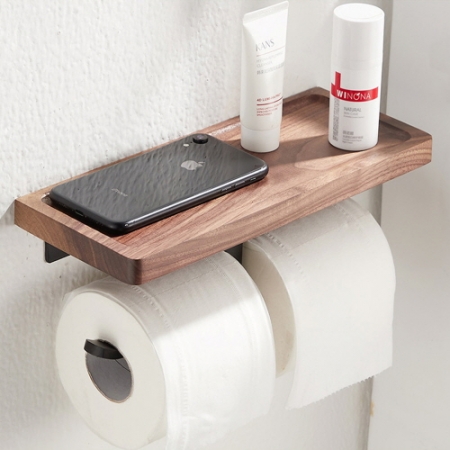 CE236 클린바스 노르딕 휴지걸이 나무판 선반 더블 #2