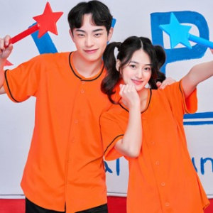 베이스볼 형광 오렌지 티셔츠, 야구티 행사용 단체티 형광 오렌지 // 전사 인쇄