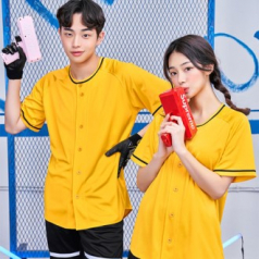 베이스볼 옐로우 티셔츠, 야구티 행사용 단체티 옐로우 // 전사 인쇄