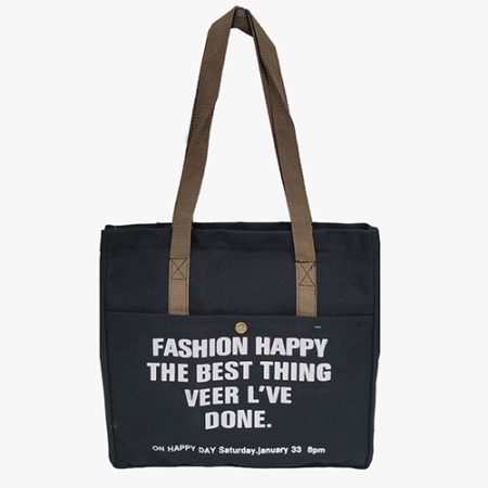 캔버스 레터링 여성 데일리 숄더백 에코백-아이보리,블랙 #4