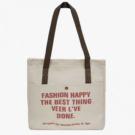 캔버스 레터링 여성 데일리 숄더백 에코백-아이보리,블랙 #5