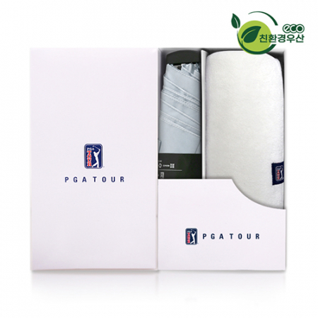 PGA 그린 3단 수동 사각 스키니 우산 + 260g 코마사 타올 세트 #2