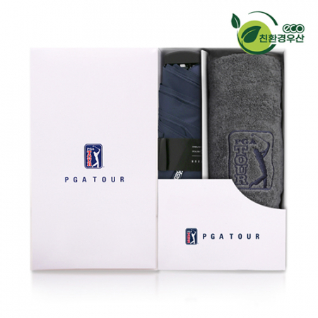 PGA 그린 3단 수동 사각 스키니 우산 + 190g 호텔타올 세트 #2