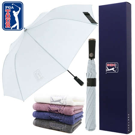 PGA 그린 2단 자동우산 + 190g 호텔타올 세트 #2