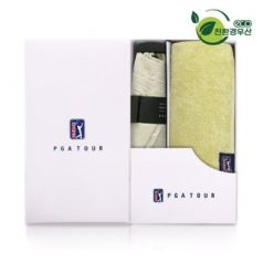 PGA 그린 3단 수동 사각 스키니 우산 + 180g 모달사 타올 세트