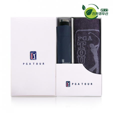 PGA 그린 3단 수동우산 + 170g 죽사 타올 세트 #2