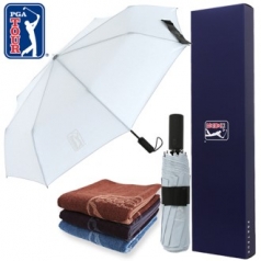PGA 그린 3단 60 완전 자동우산 + 170g 죽사 타올 세트