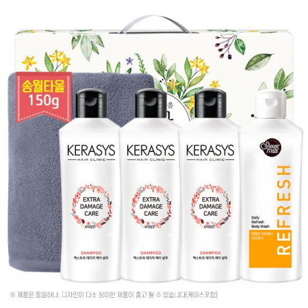 송월타올 150g + 애경 케라시스 샴푸 180ml*용기 3P + 샤워메이트 180ml 5종 AM #3