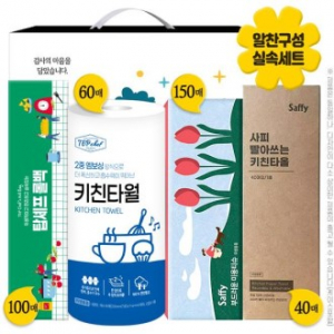 위생용품 4종 1호 (롤백, 롤 타입 키친타올, 미용티슈, 빨아쓰는 키친타올 40매) AM