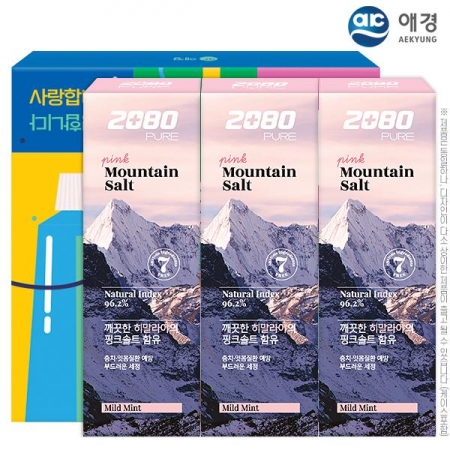 애경 2080 히말라야 핑크솔트 치약 100g 3P (종이케이스) [선물세트] #3