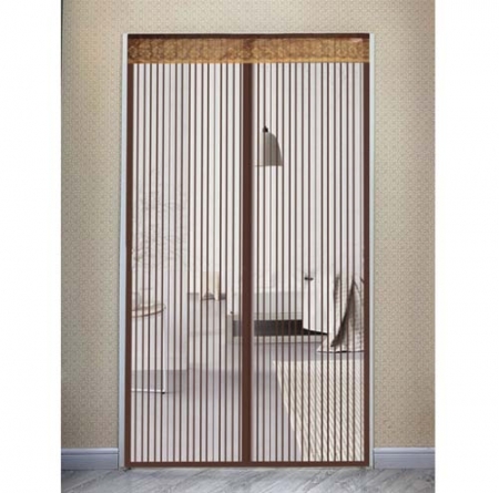 스트라이프 심플 문모기장 (브라운) (90 x 210cm) 현관 자석 모기장 #2
