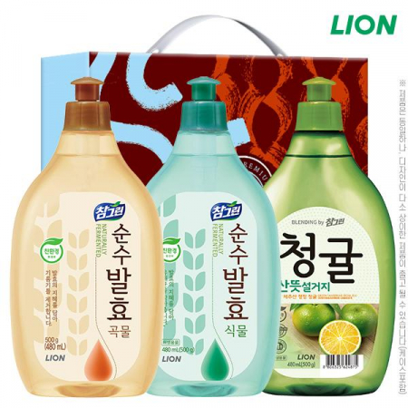 참그린 곡물 주방세제 500ml 용기 + 식물 주방세제 500ml 용기 + 청귤 주방세제 500ml 용기 (3종) [선물세트] #3