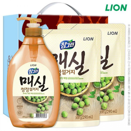 참그린 매실 주방세제 490ml 펌프 + 매실 주방세제 300ml 리필 2P 3종 선물세트 #2