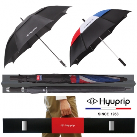 협립 75 블랙 이중방풍 자동 우산 +65 태극컬러 이중방풍 수동 우산- 골프장우산 2P 세트 #2