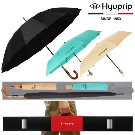 협립 70 갤럭시 16K 원목곡자 우산 +3단 마시멜로 수동 우산 +3단 완전자동 우산 - 패밀리 우산 3P 세트 #2