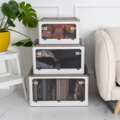 4면 개방 반투명 리빙박스 다용도 수납 정리 폴딩박스 슈퍼 킹 사이즈