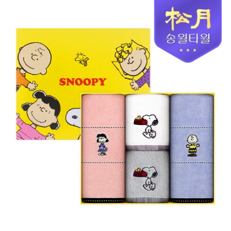송월 타올 스누피 프렌즈40 타올 + 스누피 블럭블랙34 타올 4P (세면타올 2 + 핸드타올 2) #2