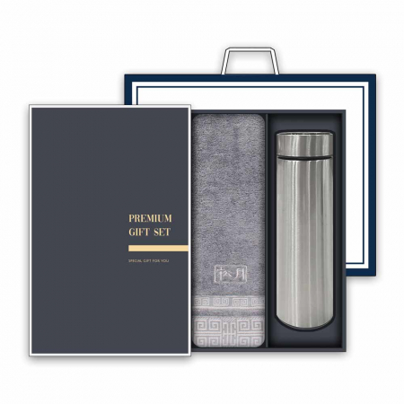 송월 프리미엄 텀블러 세트(격자 40 타올 1매 + 스마트 텀블러 500ml 1개) #2