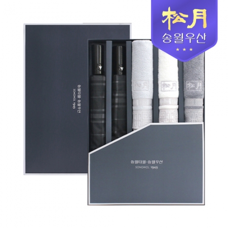 송월 2단 모던체크 우산+ 격자40 타올 콤보 세트 #2