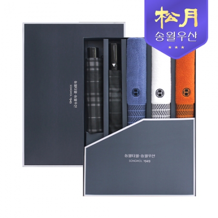송월 3단 모던체크 우산+ 2단 모던체크 우산+호텔컬렉션 어로우40 타올 콤보 세트 #2