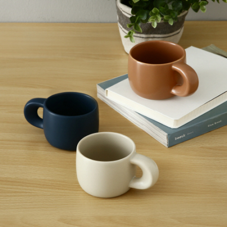 에라토 벌룬 머그 도자기 머그컵 크림, 브라운, 네이비 #7