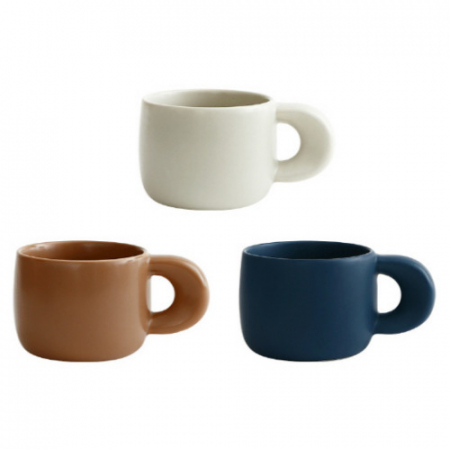 에라토 벌룬 머그 도자기 머그컵 크림, 브라운, 네이비 #2