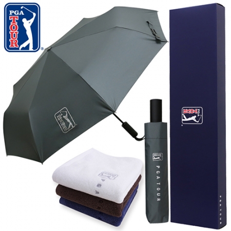PGA 3단 60 완전 자동 쿨링 암막 우산 + 150g 면사 타올 세트 #2
