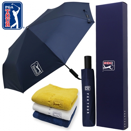 PGA 3단 60 완전 자동 쿨링 암막 우산 + 170g 면사 타올 세트 #2