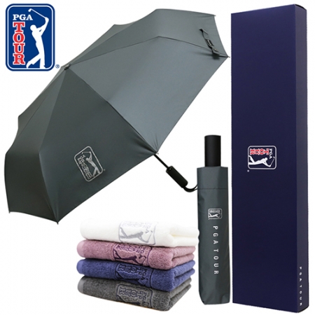 PGA 3단 60 완전 자동 쿨링 암막 우산 + 190g 호텔타올 세트 #2