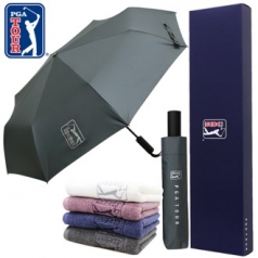 PGA 3단 60 완전 자동 쿨링 암막 우산 + 190g 호텔타올 세트
