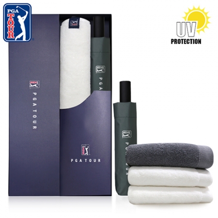PGA 3단 60 완전 자동 쿨링 암막 우산 + 260g 코마사 타올 세트 #2