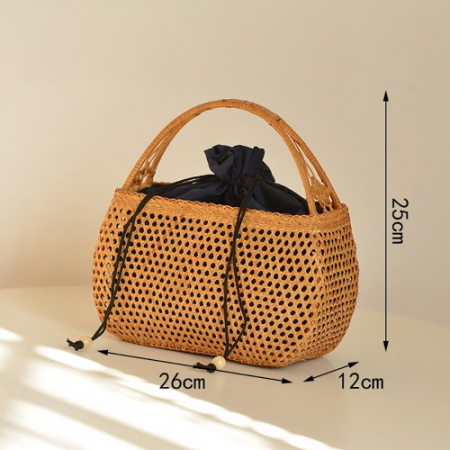 CD804 네이쳐 수납피크닉 바구니 핸드메이드 라탄 핸드백 인사이드 #2