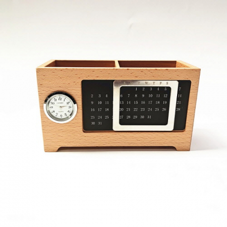 CG154 모던오피스 고급 데스크 시계달력형 목재 연필꽂이 #2