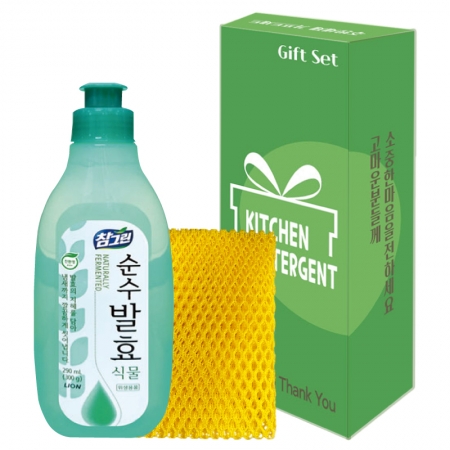 참그린 순수발효 식물 주방세제 용기 300g + 망사수세미+ 주방세제 세트 #2