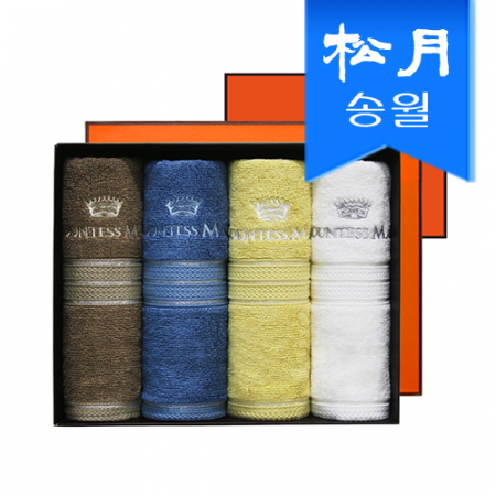송월 CM 뱀부 블럭 40 155g 뱀부얀 수건 4매 선물세트(오렌지) + 오렌지 쇼핑백 #2